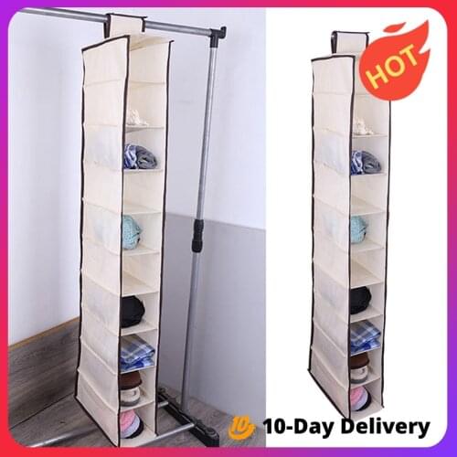 6/10 Layers Hanging Storage Bag Closet Organizer Wardrobe Organizer Clothes Door Storage Pocket Shoes Hanging Closet Organizer