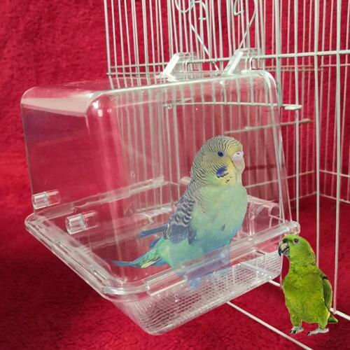 Pet Bird Clear Shower Bathing Tub Box Hanging Bathtub Cage Cleaning Tool