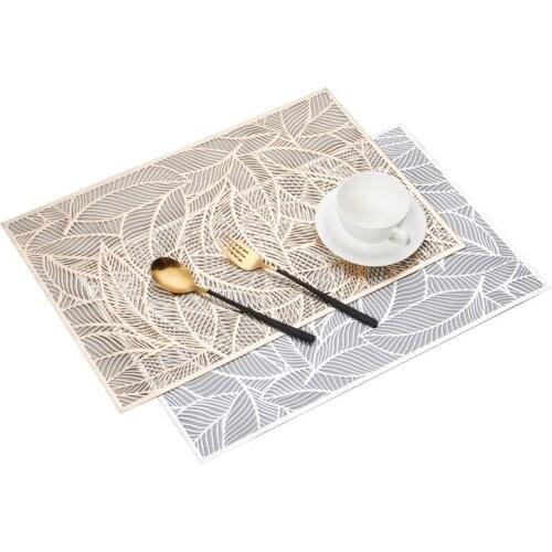 Rectangular Heat Insulation Placemat Nordic Style Hollow Table Mat Hotel Restaurant Dish Mat Leaf Decoration Mat