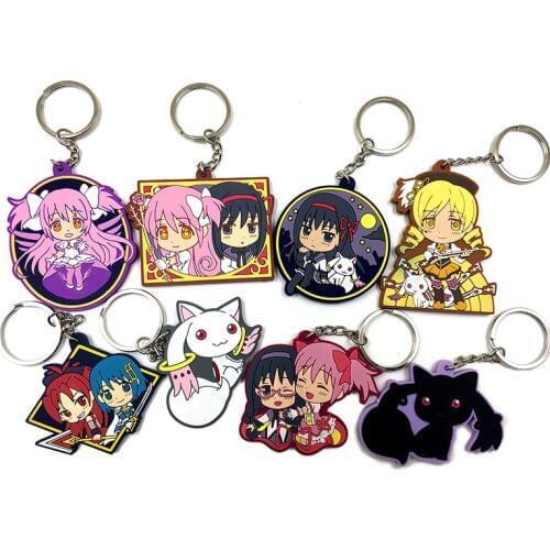 Random Send 8PCS/LOT Japanese anime figure Puella Magi Madoka Magica rubber Silicone Sweet smell mobile phone charms/keychain