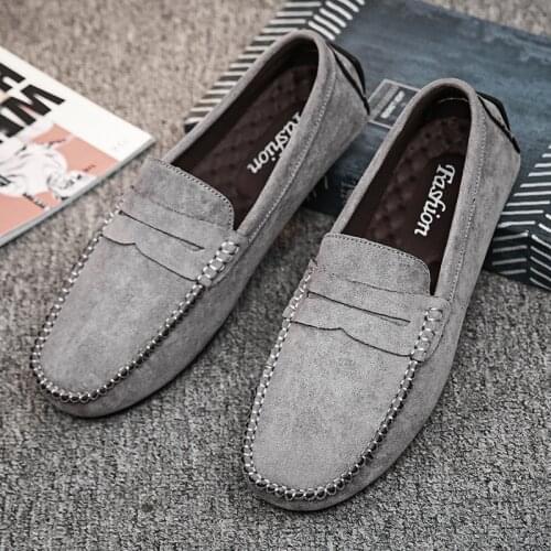 Spring Autumn Men Loafers Shoes Moccasin Shoes Breathable Casual Shoes Fashion Slip-On Shoes Driving Shoes Grey Handmade Shoes