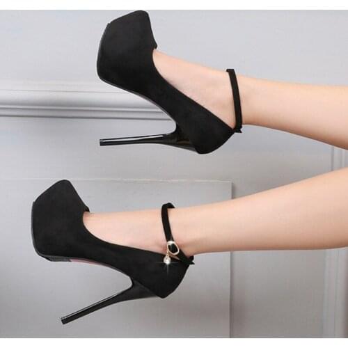 Firowe Women Faux Suede Mary Janes Thin Heels Pointed Toe Zapatos Para Mujer Elegante Wedding Shoes