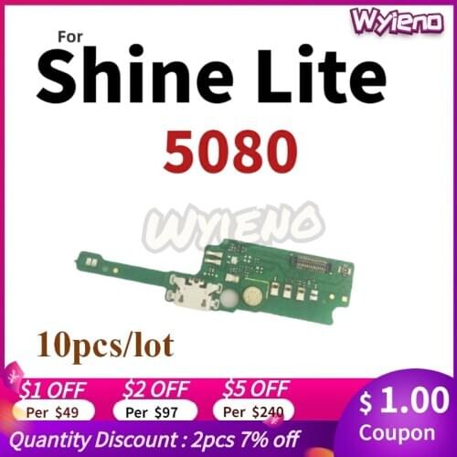 Wyieno 10Pcs/Lot Charging Port Board For Alcatel Shine Lite OT5080 5080 5080X 5080U Charger Power Volume Flex Cable Microphone