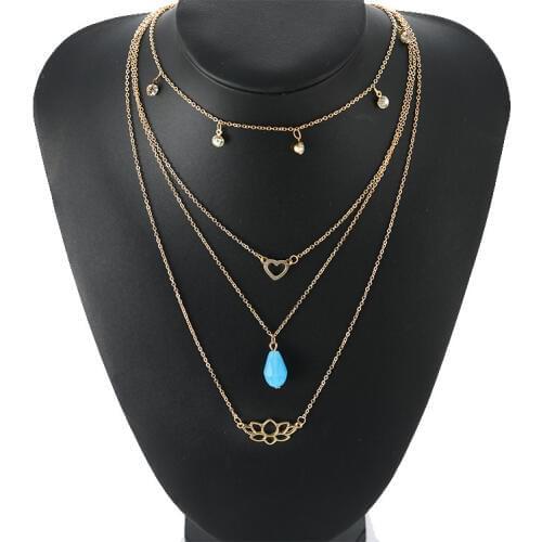 Hot Fashion Europe And America 2019 New Necklace Temperament Multi-layer Love Crystal Ladies Necklace Wholesale