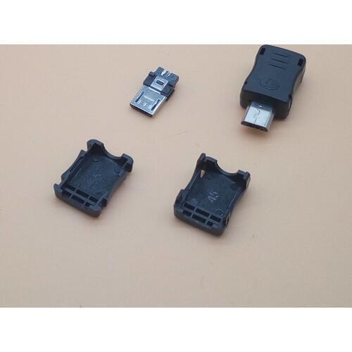 20sets Micro USB 5 Pin T Port Male Plug Connector Black Plastic Cover for Kinds of DIY Charging Cable
