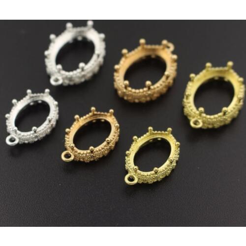 Open Back Pendant Strong Crown Bezel Cup Setting fit 10x14mm 13x18mm Oval Resin Stone Cameo Cabochons Bases Findings DIY