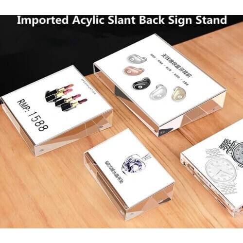 90*54mm Acrylic Menu Card Sign Holder Mini Price Label Tags Display Stand For Restaurant Supermarket Hotel Mobile Shop Use