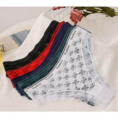 BANNIROU 5pcs Underwear For Women Sexy Panties For Woman Lace Mesh Briefs Female Sexy Lace Panties Underpants Ladies Intimates