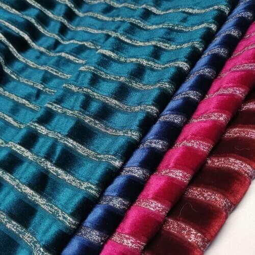 Velvet Shimmer Fabric Cloth Metallic Stripe for Velvet Dress Clothes Luxury Soft Home Textile Curtain