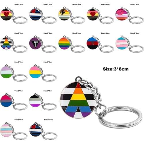 LGBT Pride Rainbow Asexual Bisexual Metal Key Rings Jewelry Keychain for Car Wallet Bag DIY Accessories Gift XY0315-K