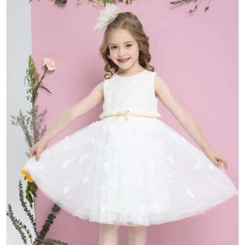 Children Party Dress For Girls Fashion Sleeveless Loose Mesh Hem Ball Gowns Kids Birthday Wedding Party Dresses Clothes 2-12Y