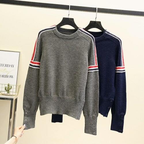 Elegant Khaki Sweaters Striped Print Oversized Sweater Women Long Knitted Sweater Winter Pullovers Loose Streetwear Sueter Mujer