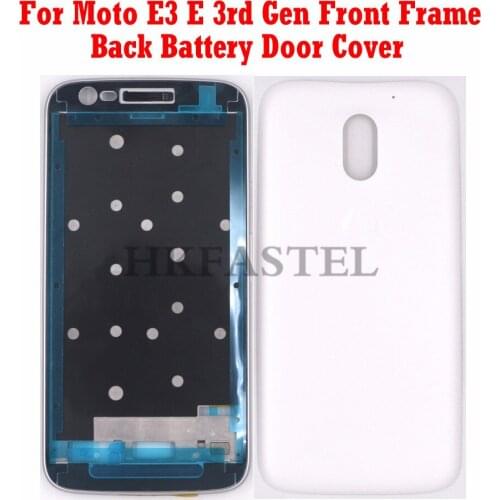 HKFASTEL New For Moto E 3rd Gen Camera cover For Motorola Moto E3 Front Frame LCD Dispaly Housing back battery door cover case