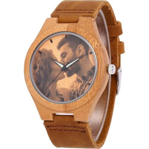 Personality Customize Photo Couple Watches Brand Watches for women Bamboom Watch Mens Quartz Wristwatch customize with own logo