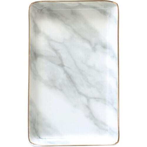 Nordic Style Marble Painting Phnom Penh Ceramic Jewelry Plate Ring Necklace Cosmetic Snack Dried Fruit Storage Tray Organizer