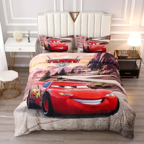 Disney Lightning McQueen Bedding Set Boys/Girls/Adult Cartoon Duvet Cover Set Bedclothes Bed Linen Twin Full Queen Size 2/3/4Pcs
