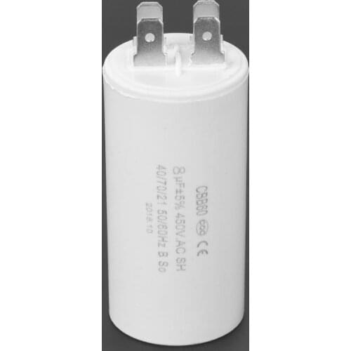 Motor Machine Run Capacitor CBB60 Motor Starting Capacitor 450V 8uF Microfarad Capacitor Spade Terminals