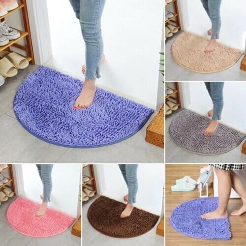 40*60cm Microfiber Bath Mat Soft Comfortable Absorbent Rugs Bathroom Mats Shaggy Half Round Anti-Skid Rugs