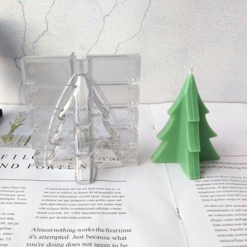 Creative Christmas Tree Plastic Candle Mold Resin Plaster Soy Aroma Wax Soap Making Mould DIY Gifts Home Office Decoration Craft
