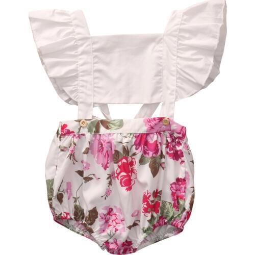 Summer Lovely Kids Girls Floral Bodysuits Toddler Kids Baby Girls Flora Short Sleeve Jumpsuit Bodysuit Outfits Sunsuit Clothes