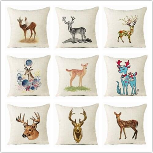 Cute Deer Cushion Cover Cat and Butterfly Pillow Cover for Sofa Home Chair Animals Throw Decorative Pillows 45*45cm
