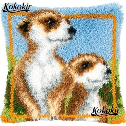 Cross stitch kits handicraft needlework sets latch hook dog rug pillow kits embroidery yarn cartoon cushion Patchwork Pillowcase