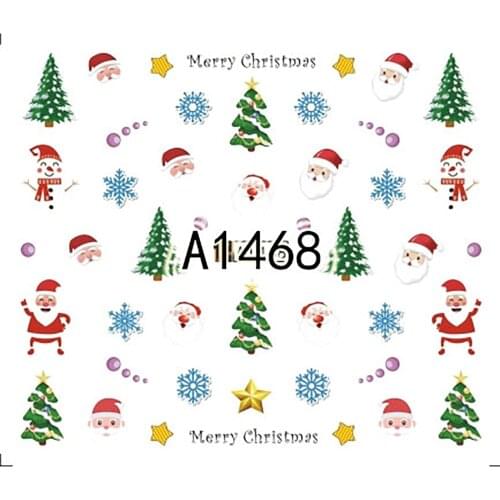 Santa Manicure Sliders Stickers For Nail Christmas Tree Sticker Snowman Art Decoration Sticker Water Decals Nails Water Decals