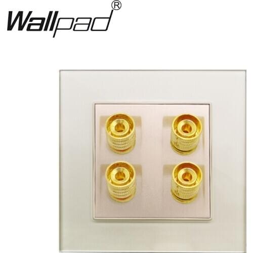 4 Audio Wall Socket Crystal Gold Glass Panel Wallpad 4 Audio Ports 86mm * 86mm