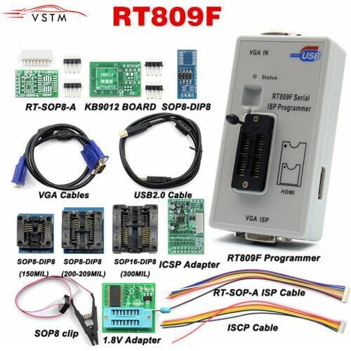 Newest RT809F ISP Programmer/ RT809 lcd usb programmer Repair Tools 24-25-93 serise IC with 11 adapters