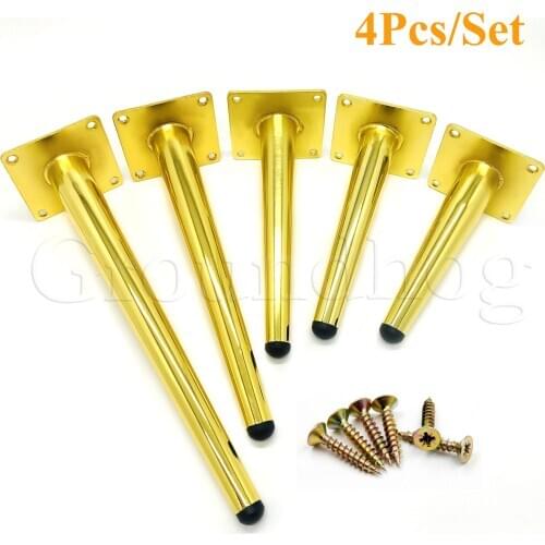 4Pcs/Set Metal Furniture Table Legs Golden for Sofa Cupboard TV Cabinet Stool Chair Tapered Furniture Leg Feet High 10-40CM
