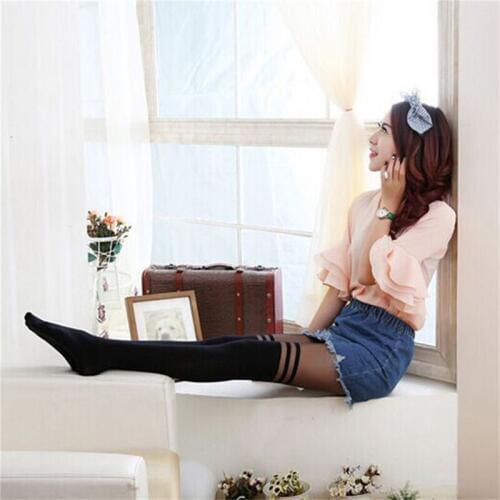 Sexy Women Black Temptation Sheer Mock Suspender Tights Pantyhose Stockings Cool Mock Over The Knee Double Stripe Sheer Tights