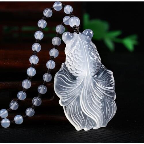Natural White Jade Pendants Hand Carved Jadeite Pendant Fine Necklace for Women Men Fashion Jewelry Chain Accessories