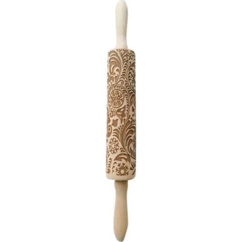 Pattern Printing Rolling Pin Engraving Embossed Biscuit Dough Stick Kneading Tool Cake Dough Engraved Roller