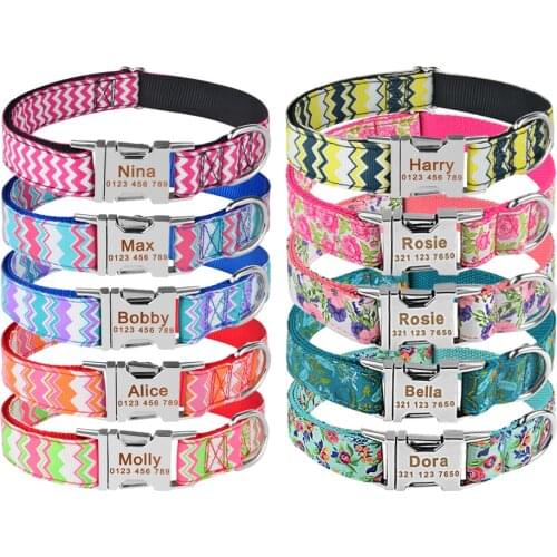 Puppy Small Medium Large Cat Dog Collars Personalized Unisex Dogs Collars Adjustable Nylon Collars Custom Engraved Name Collar