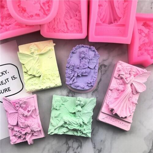 Kinds Butterfly Angel Girl Flowers Baby Silicone Soap Mold Multifunction Candle Molds Cake Candy Baking Mould DIY Handmade Craft
