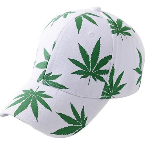 H004 Cute Women Peaked Cap Green Leaf Printing Sunshade Fashion Hat