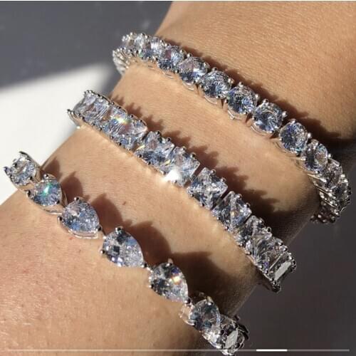 Shine Round square Simulated Diamond Bracelets For Women Luxury 14K white gold filled Engagement Wedding gemstone Jewelry 18cm