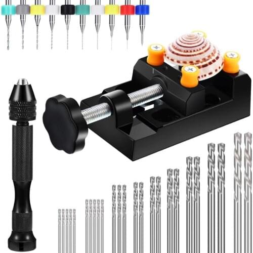 37pcs Micro Aluminum Hand Drill With Keyless Chuck HSS Twist Drill Bit Woodworking Drilling Rotary Tools Hand Drill Manual