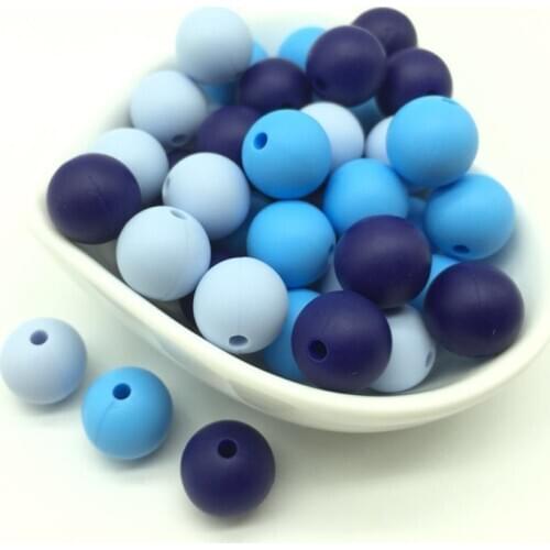 Navy Blue 40 PCS 12 MM Silicone Ball Beads Silicone Round Perle Beads For Teething Necklace Chewable Baby Teether Pendant Gifts