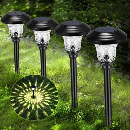 Solar Garden Lights Outdoor, 2/ 4 Pack Glass Solar Pathway Lights Waterproof Auto On/Off Solar Powered LED Landscape Lighting
