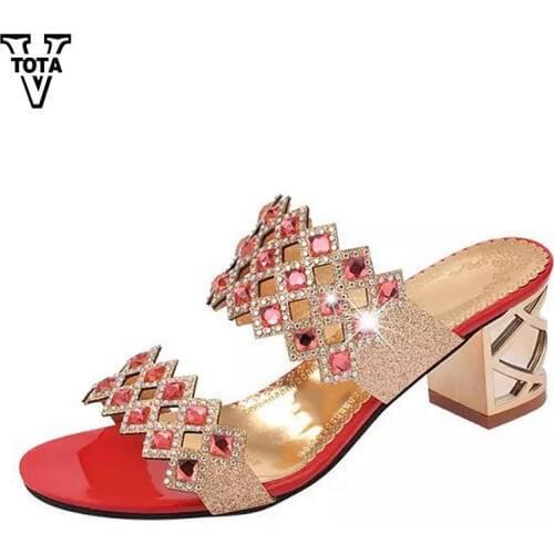 VTOTA Slippers Women Summer Shoes Rhinestones Fashion Platform Shoes Woman Brand Wedges Flip Flops Hollow Womens Shoes N281