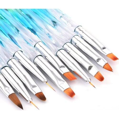 10 Pcs/Set UV Gel Brush Lines Stripe Drawing Extension Builder Gradient Pen Manicure DIY Tool Kit Nail Art Liner Painting Flower