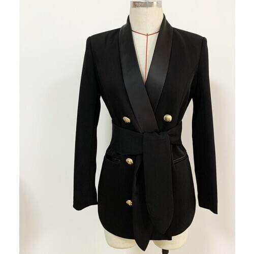 2021 Hot New Metal Woman Suit Top Fashion Office Lady Smart Business Double-Breasted Blazer Male Belt