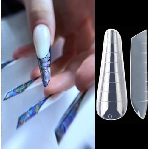 60pcs Poly Nail Gel Quick Building Mold Tips Nail Dual Forms Fake Nail UV Gel Manicure Easy Apply Salon Extension Molds
