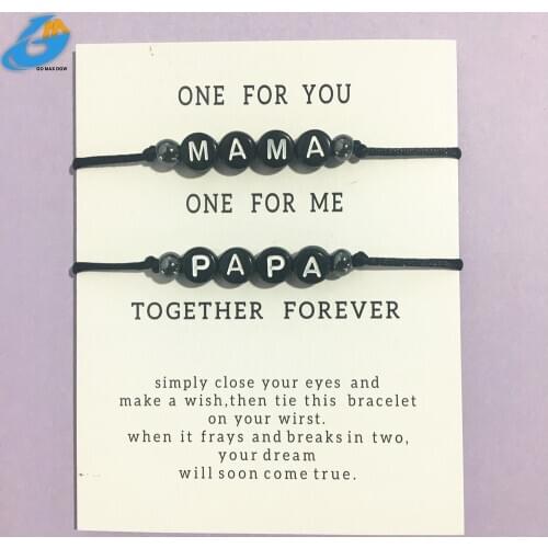 2020 new Couple Letter Bead MaMa and PaPa Bracelet Men Women Rope Adjustable String Name Bracelets DIY Jewelry for family