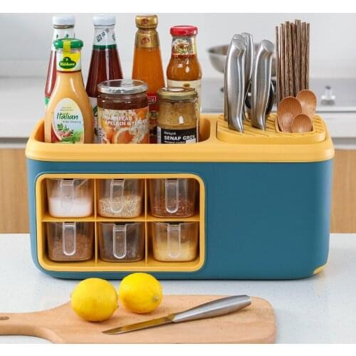 2021 Multifunctional Spice Box Rack Knife Rack Chopstick Rack Condiment Rack Kitchen Spice Storage Storage Artifact