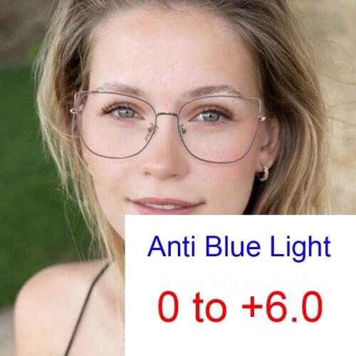 2021 Fashion Thin Rim Cat Eye Magnifying Reading Glasses Women Luxury Brand Anti Blue Light Hyperopia Glasses Diopter +1.5 +1.75
