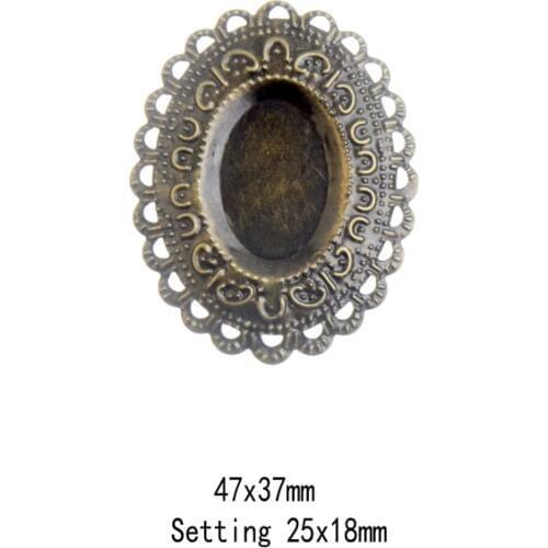 Free shipping 5Pcs Antique Bronze Filigree Oval Cabochon Settings Wraps Connectors Gift Decoration DIY Findings 47x37mm F0427
