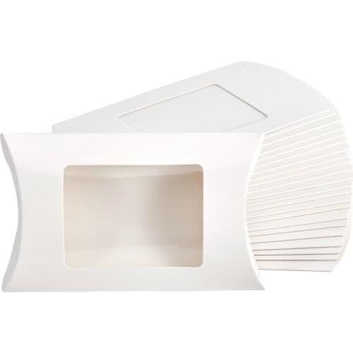 50Pcs Kraft Paper Pillow Boxes Necklace Earring Packaging Jewelry Gift Box Christmas Wedding Party Candy Favor Boxes 12.5x8x2cm