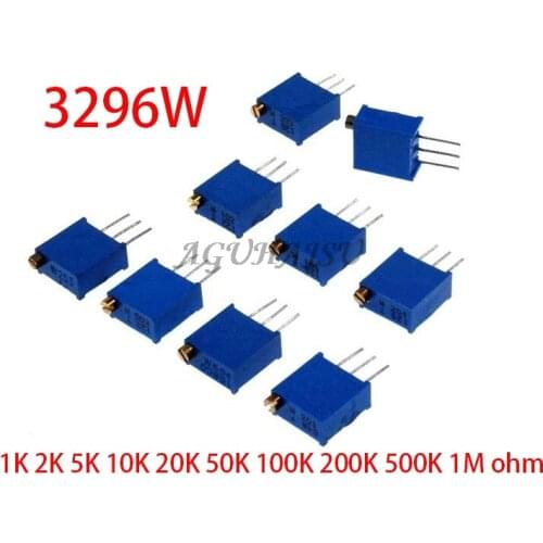50pcs 3296W 3296 50 100 200 500 ohm 1K 2K 5K 10K 20K 50K 100K 200K 500K 1M ohm 50R 100R 200R 500R Trimpot Trimmer Potentiometer